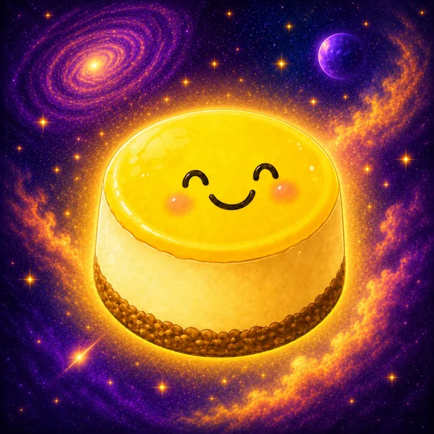 Gary the Lemon Cheesecake celebrating triumphantly