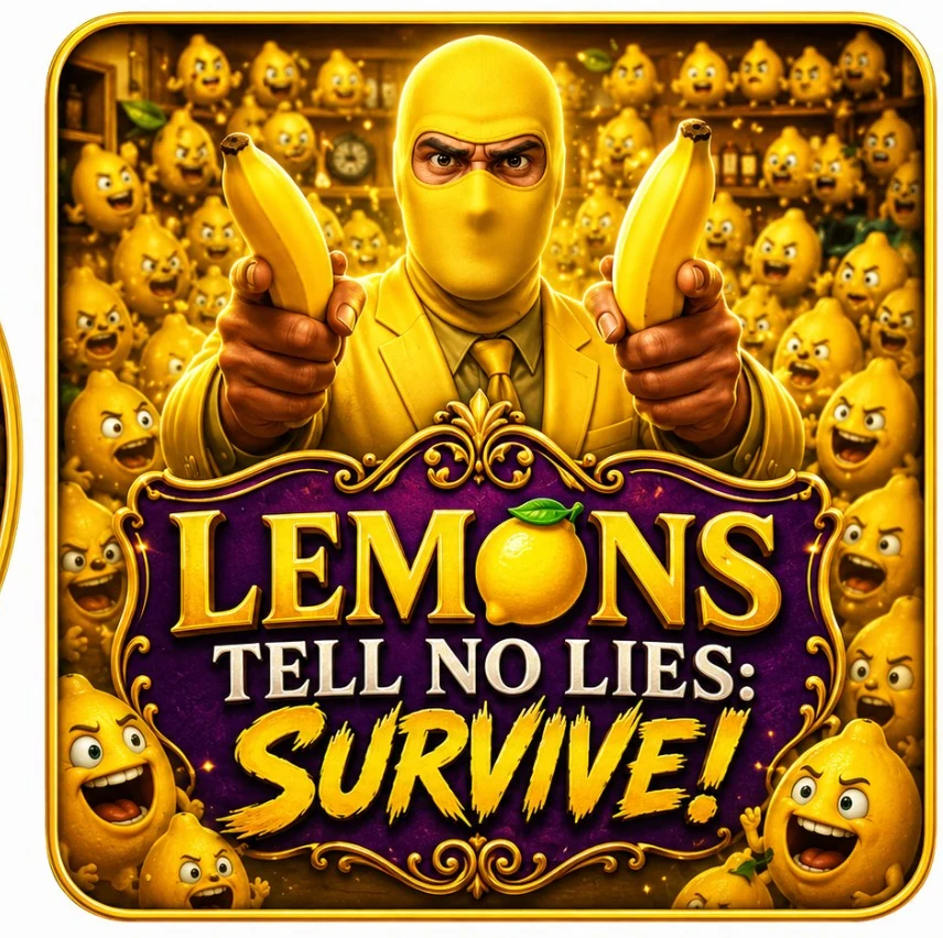 Lemons Tell No Lies Survive logo featuring Marty with tactical bananas